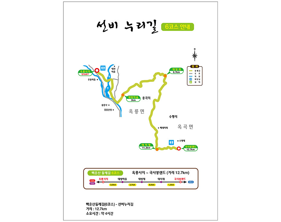 백운산둘레길 6코스를 나타낸 지도입니다.